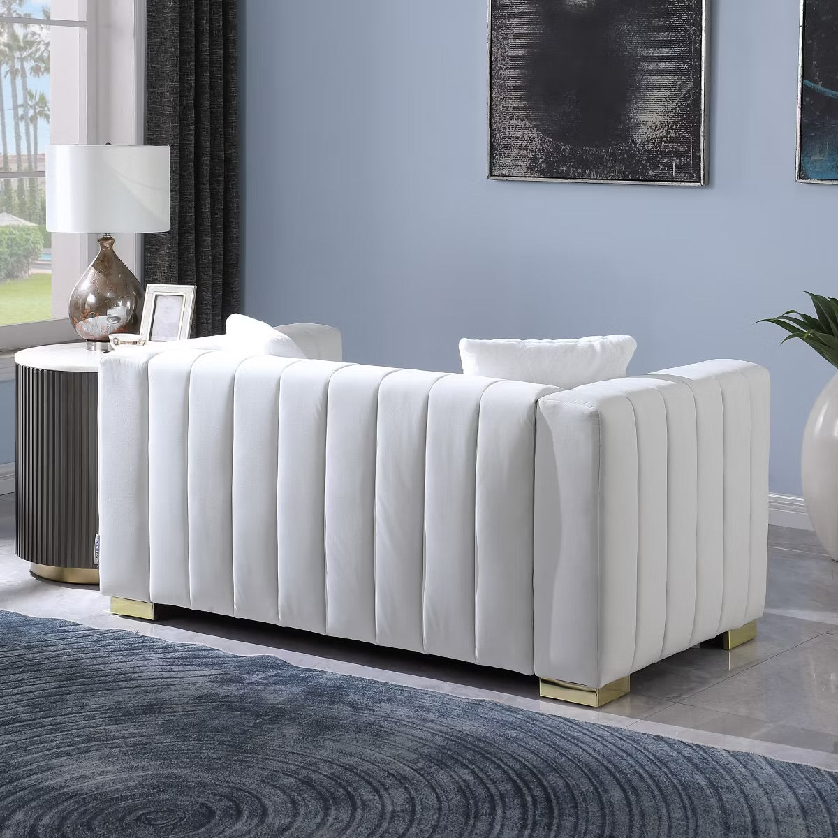 Grey or Beige 3 Seater Sofa - Velvet Loveseat Sofa