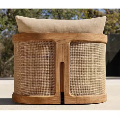 Teak & Rattan Outdoor Sofa Set, Weatherproof & Quick-Dry Cushions