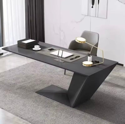 American Oak Executive Desk with U-Base in Charcoal Grey