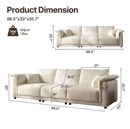 Beige 3 Seater Sectional Sofa, Convertible Deep Seat Couch