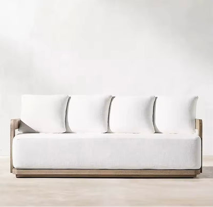 Teak Outdoor Garden Furniture Set with Beige Cushions