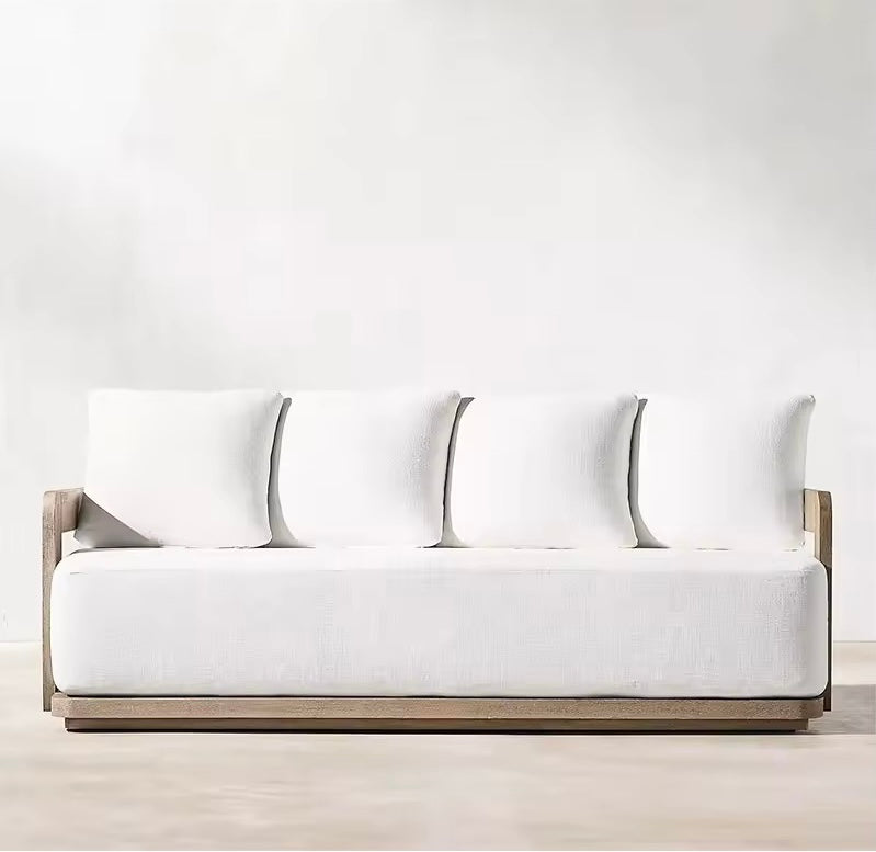 Teak Outdoor Garden Furniture Set with Beige Cushions