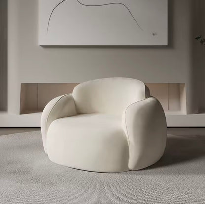 Single Off White Modern Velvet Sofa Chair
