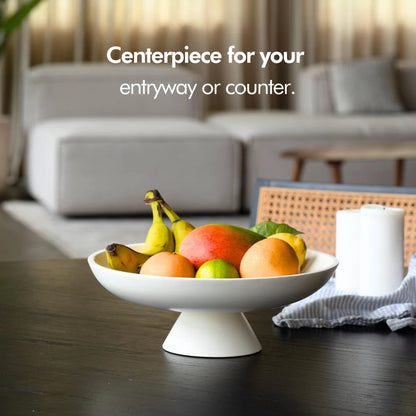 White Concrete Pedestal Fruit Bowl – Large