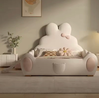 Bunny Ears Kids Bed with Slide & Ladder, Latex Mattress Included