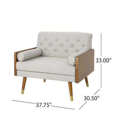 Beige Upholstered Chair, Mid Century Chair, Modern Club Chair