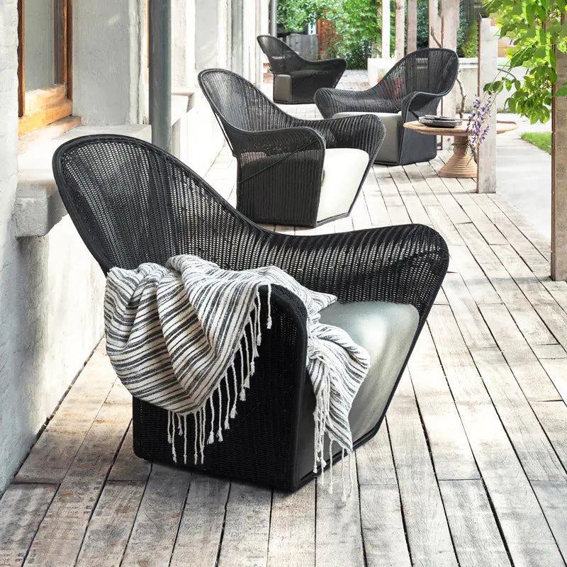 Scandinavian Outdoor Rattan Lounge Chair – Modern Single Sofa