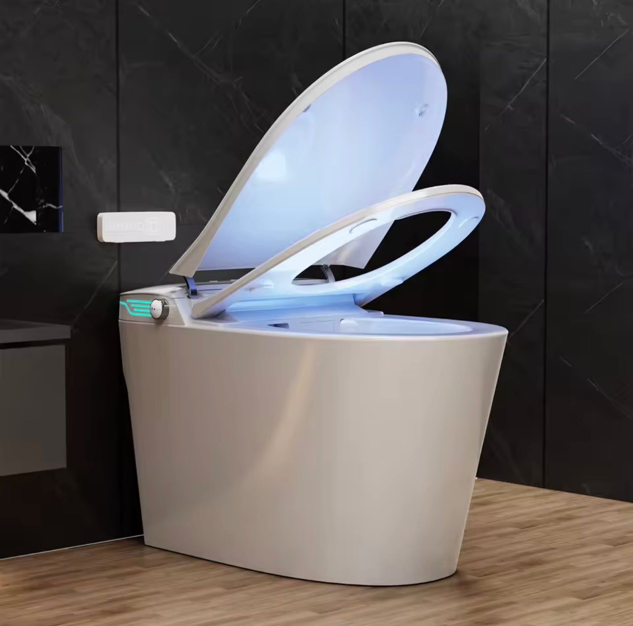 Elongated Smart Bidet Toilet, ADA Height, Heated Seat, Voice Control, Auto Deodorization & Dual Flush