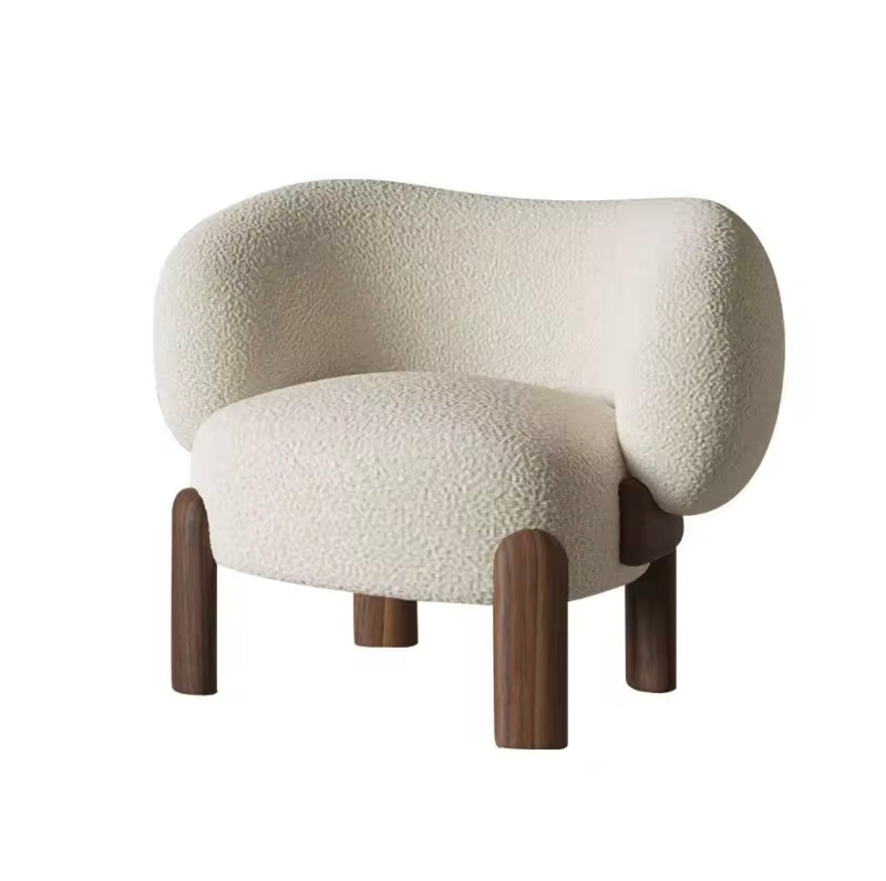 Solid Wood Cream Accent Chair for Small Spaces