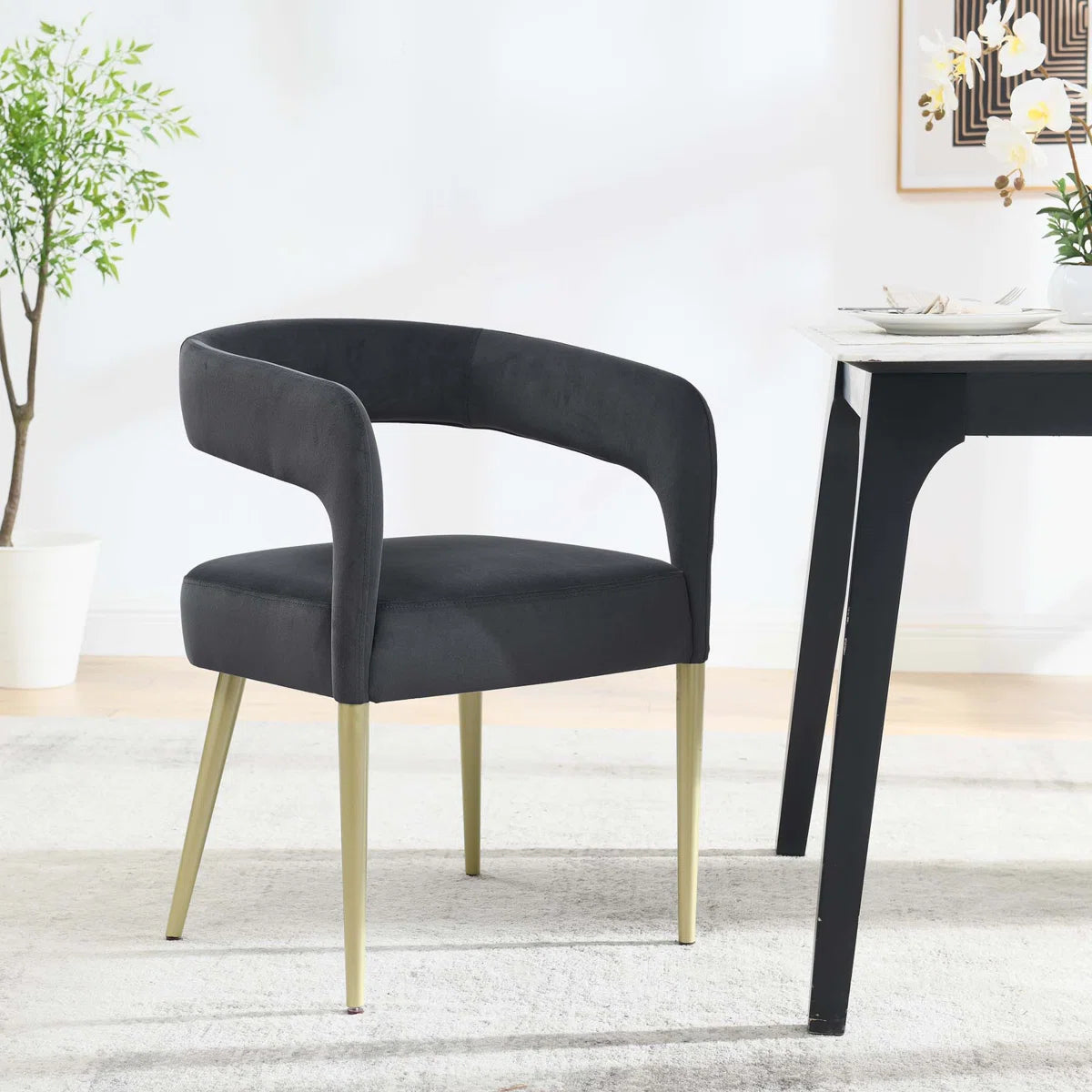 Modern Dining Chair with Padded Cushion - Grey Accent Chair