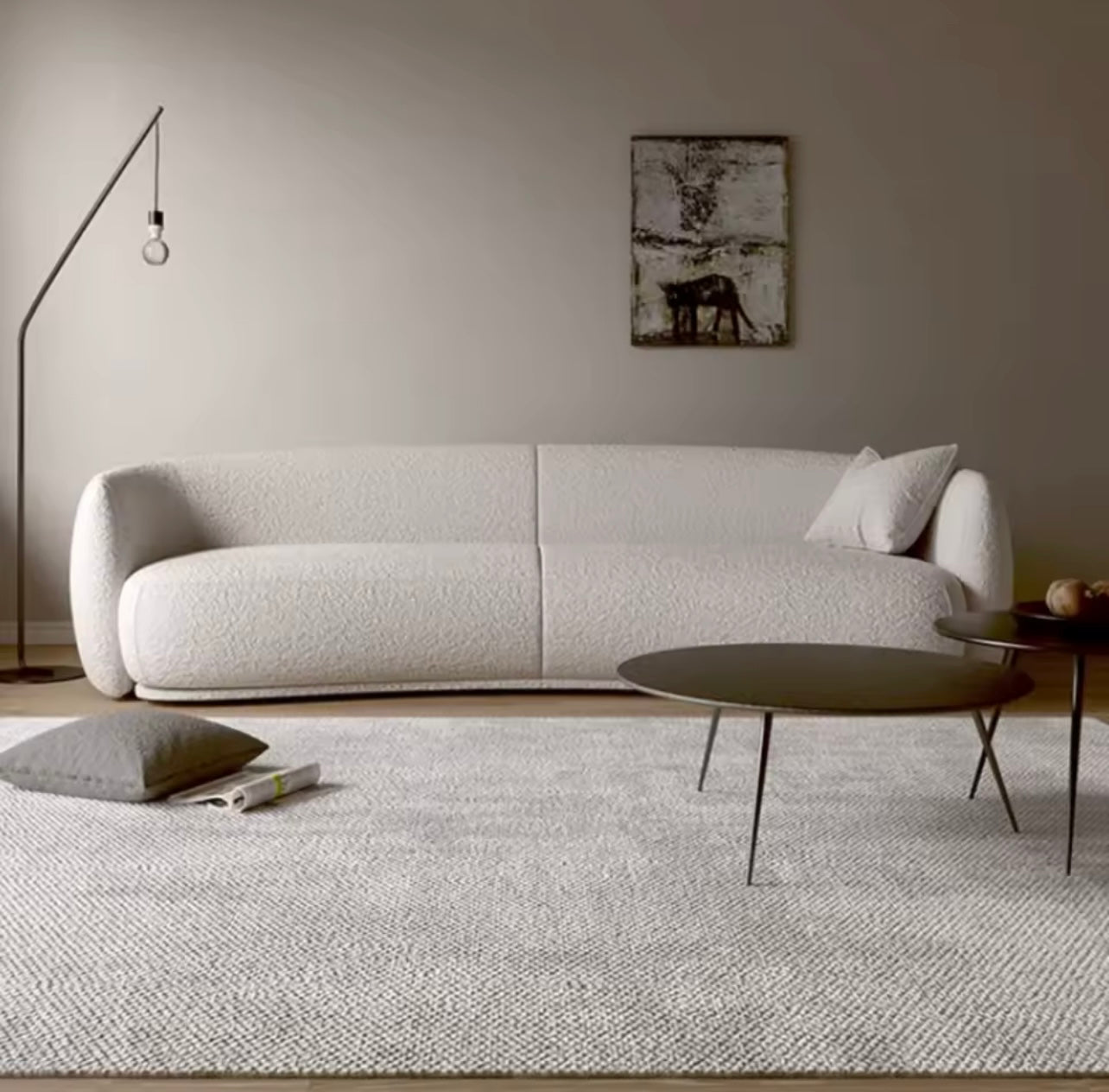 Dutch Vintage Ergonomically Curved Sofa, White Lounge Sofa