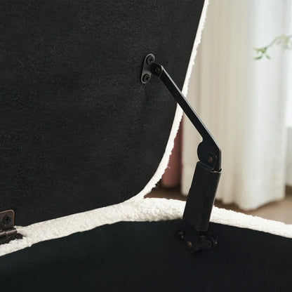 White Upholstered Entryway Storage Ottoman Bench