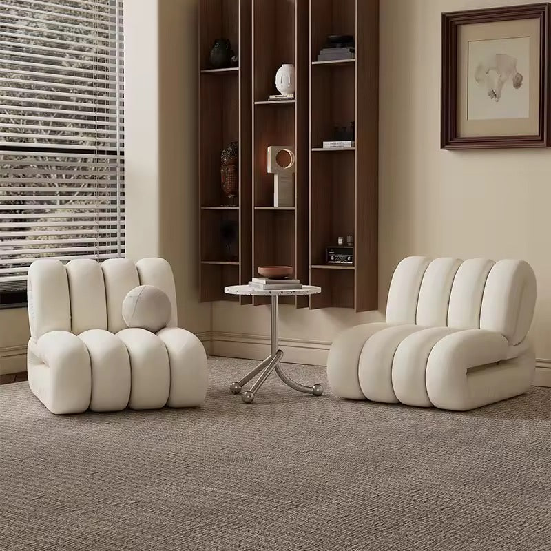 Matte Velvet Sofa Chair, Beige Single Accent Chair