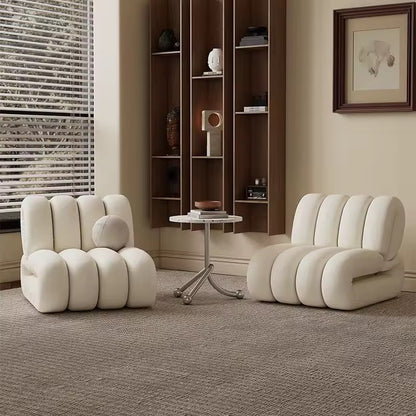 Matte Velvet Sofa Chair, Beige Single Accent Chair