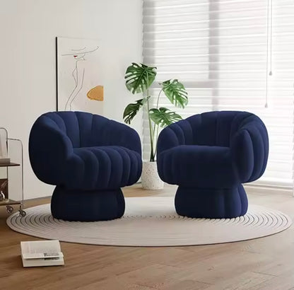 Set of 2 Mid Century Velvet / Sherpa Fabric Swivel Accent Chairs