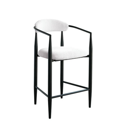 Set of 2 Bar Stools - White Counter Stools - Kitchen Island Stools