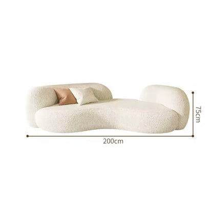 Berber Fleece Curved Sectional Sofa in Beige, Contemporary Corner Sofa