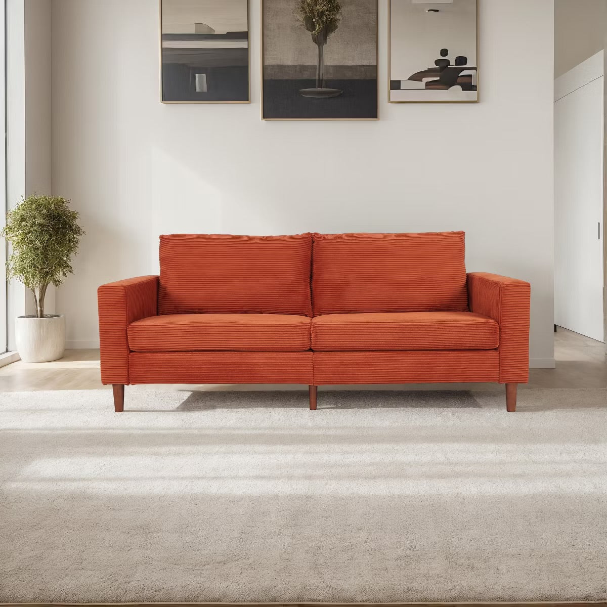 Contemporary Sofa - Black Loveseat Small Sofa Linen Couch