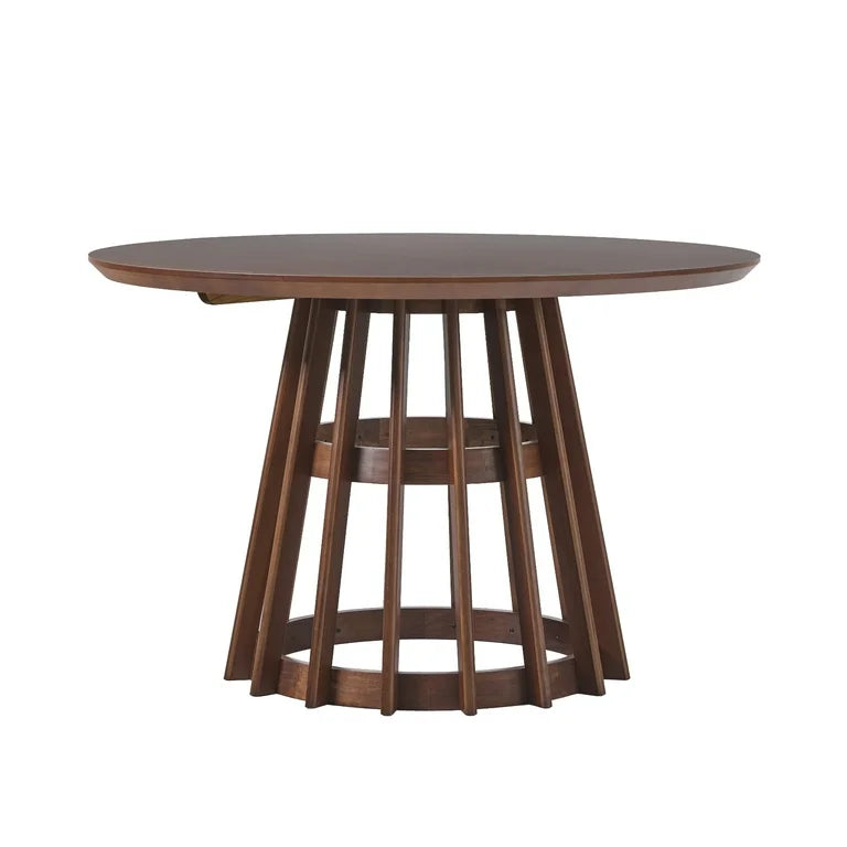 Modern Round Pedestal Solid Wood Dining Table