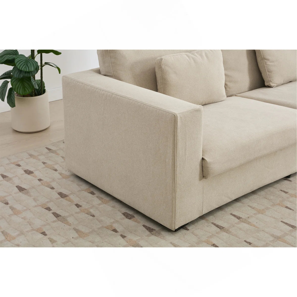 83" Beige 3 Seater Sofa with Detachable Cover