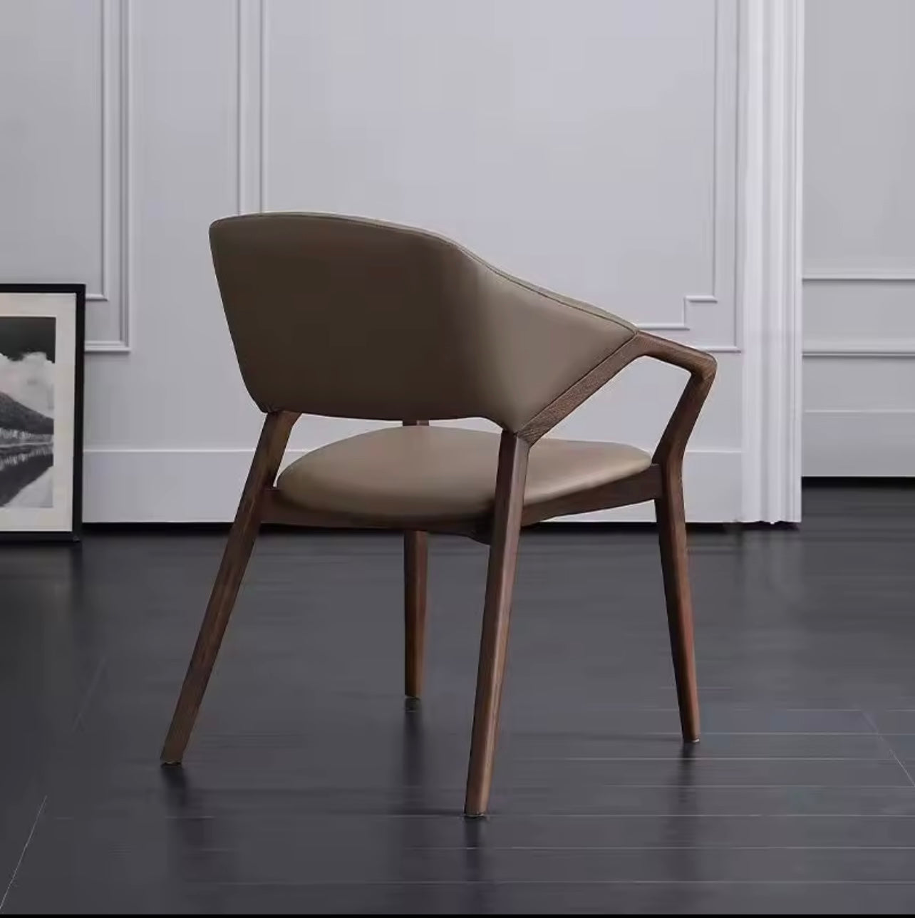 Modern Ash Wood Armchair, Curved Back Dining / Accent Chair