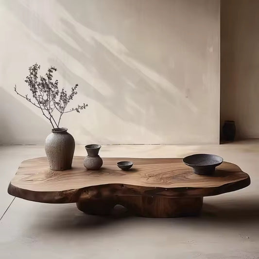 Wabi-Sabi Oak Coffee Table, Solid Wood, Natural Grain Finish