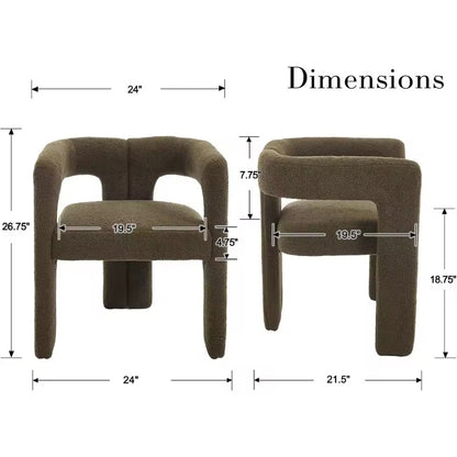 Set of 2 Upholstered Boucle Barrel Dining Chairs