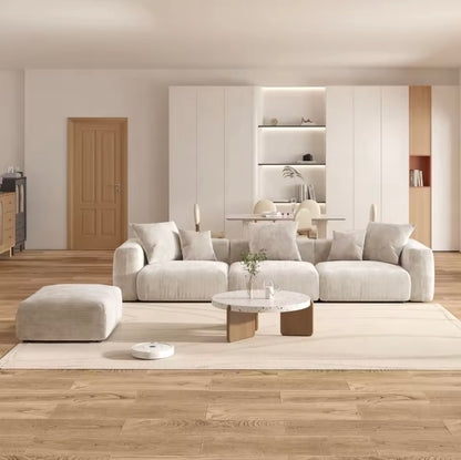 141” Corduroy Modular L-Shaped Sectional Sofa with Ottoman