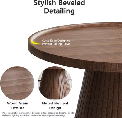 Set of 2 Mid Century Round Wood Grain Nesting Coffee Tables