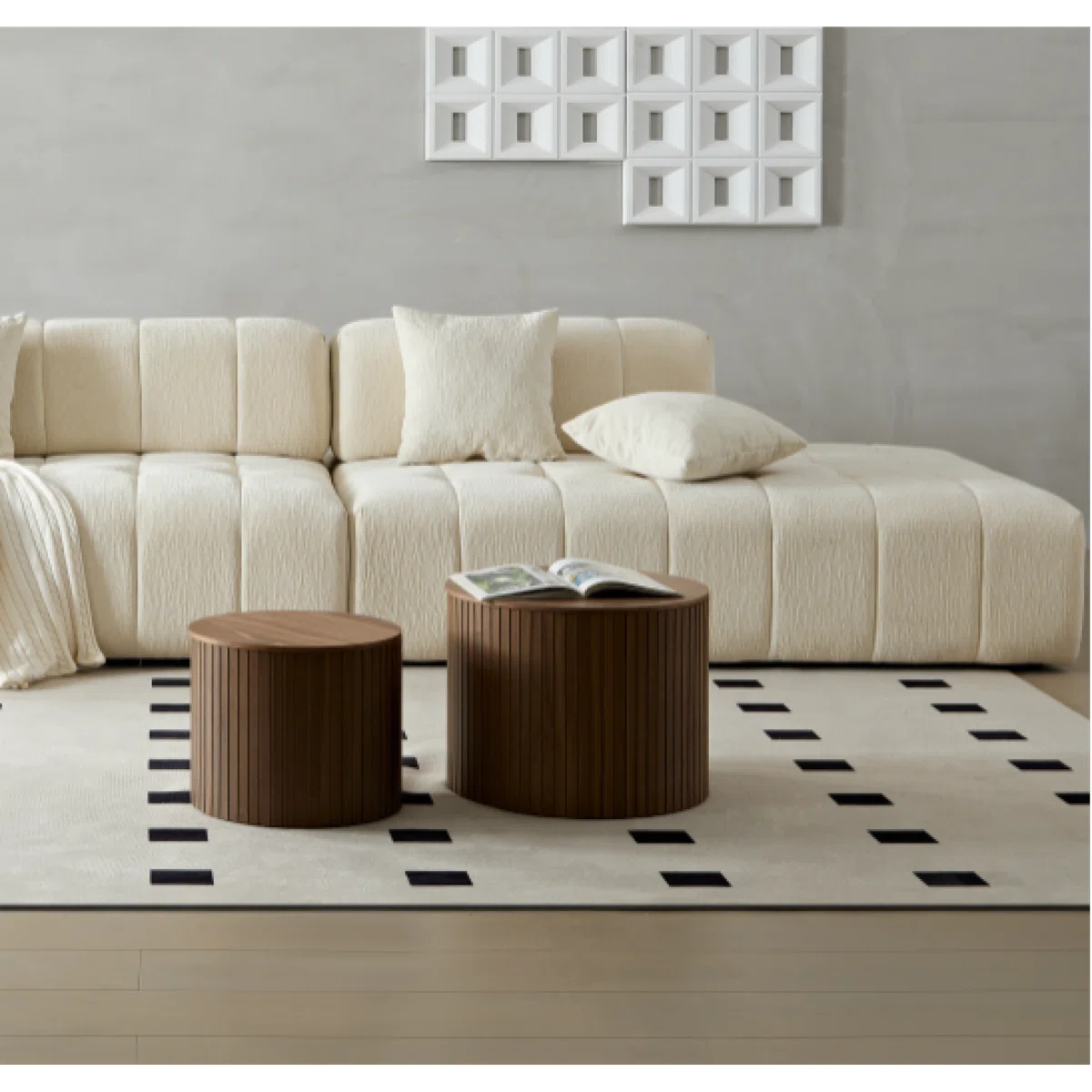 Walnut Round Nesting Coffee Table Set of 2