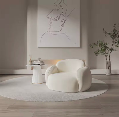 Single Off White Modern Velvet Sofa Chair