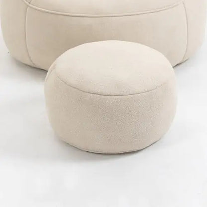 Beige Bean Bag Chair, Modern Single Sofa Chair with Footrest
