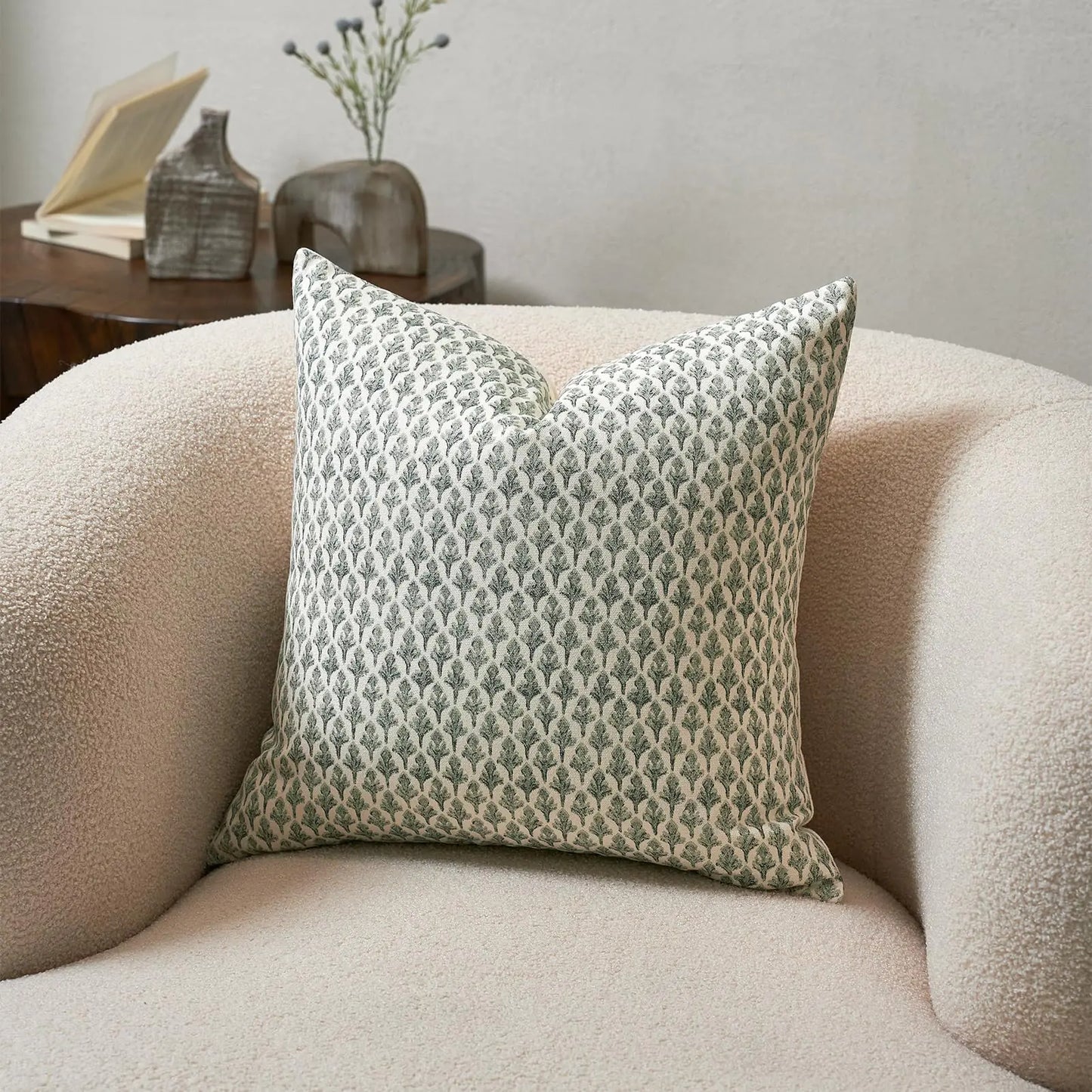 Forest Green 20x20 Floral Pillow Cover