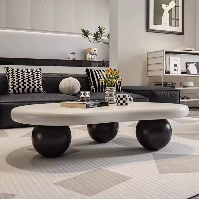 Modern Black and White Irregular Coffee Table