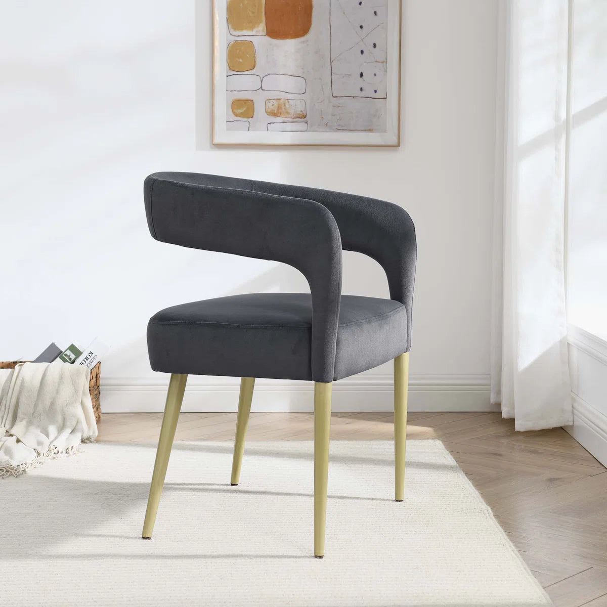 Modern Dining Chair with Padded Cushion - Grey Accent Chair