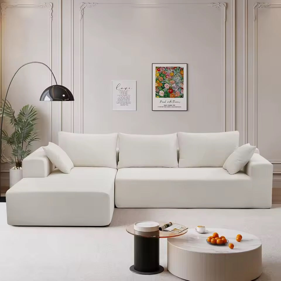Modular Cloud Sectional Sofa with L-Shape Chaise, Chenille Fabric Couch
