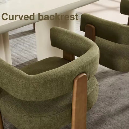 Set of 4 Modern Barrel Dining Chairs, Linen Upholstered Accent Chairs