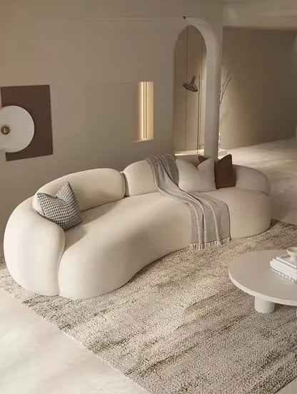 Modern French Curved Brown Flannel Floor Sofa