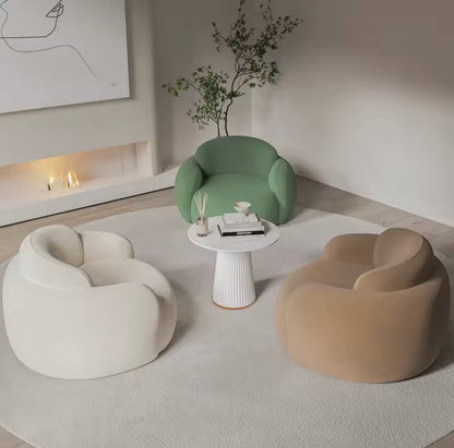 Single Off White Modern Velvet Sofa Chair