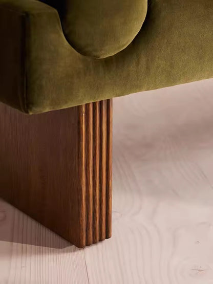 Velvet Upholstered Ribbed-Leg Vanity Bench