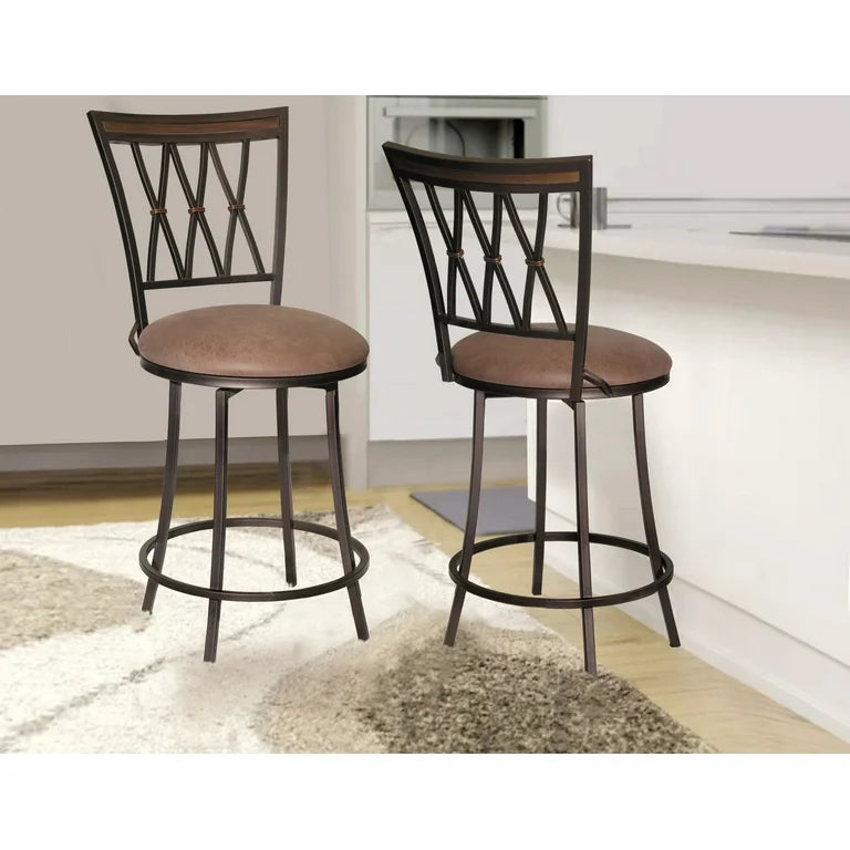 Swivel Counter Stool with Cushioned Seat & Backrest