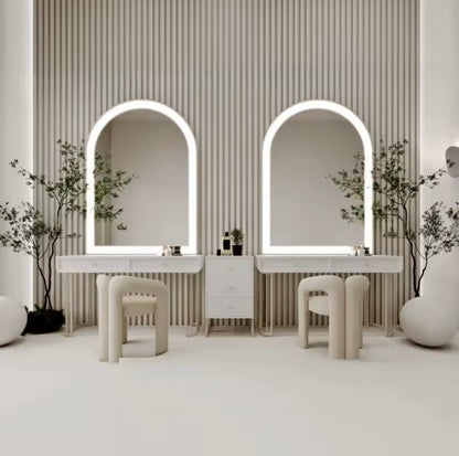 LED Arched Mirror Vanity Set with Chair, 120cm Makeup Table