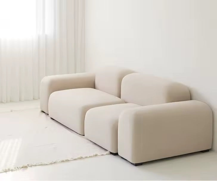Modern Minimalist Beige Pebble Modular Sofa