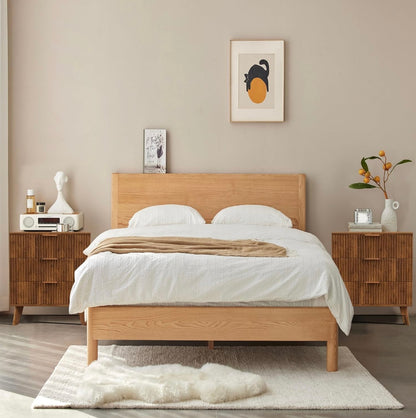 Set of 2 Nightstands - Walnut Wood Nightstand with Drawers