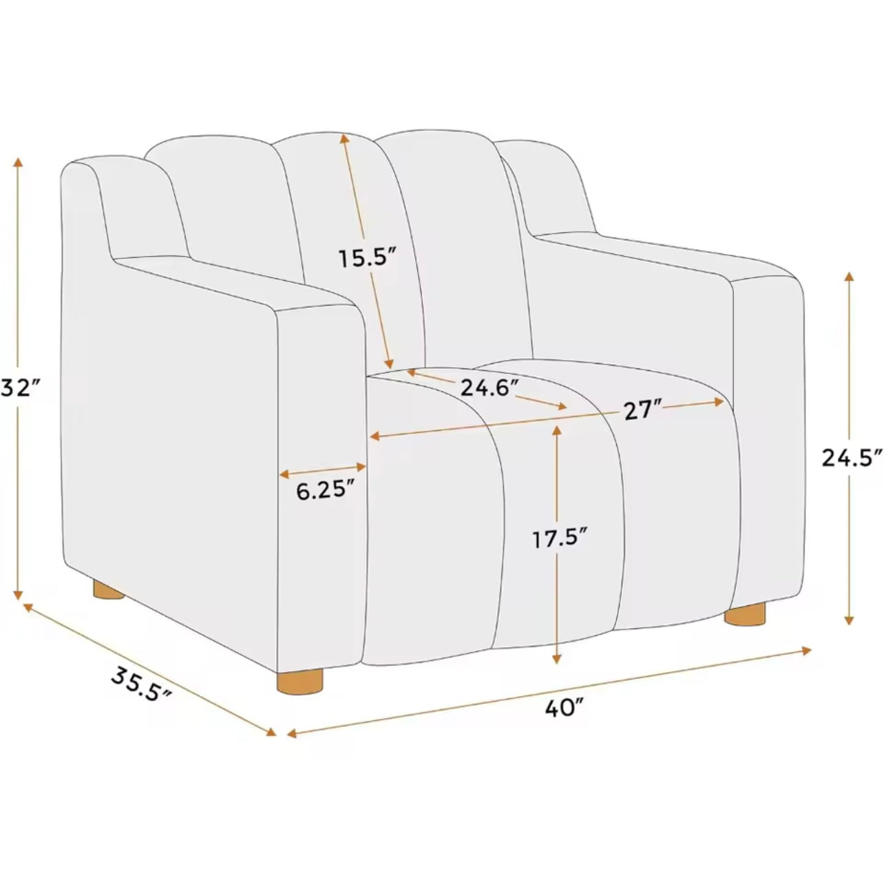 Burnt Orange Upholstered Armchair, Boucle Fabric Accent Chair