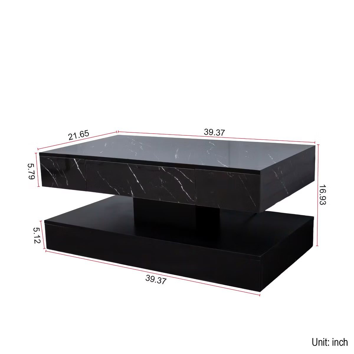 Modern LED Coffee Table with Storage Drawer