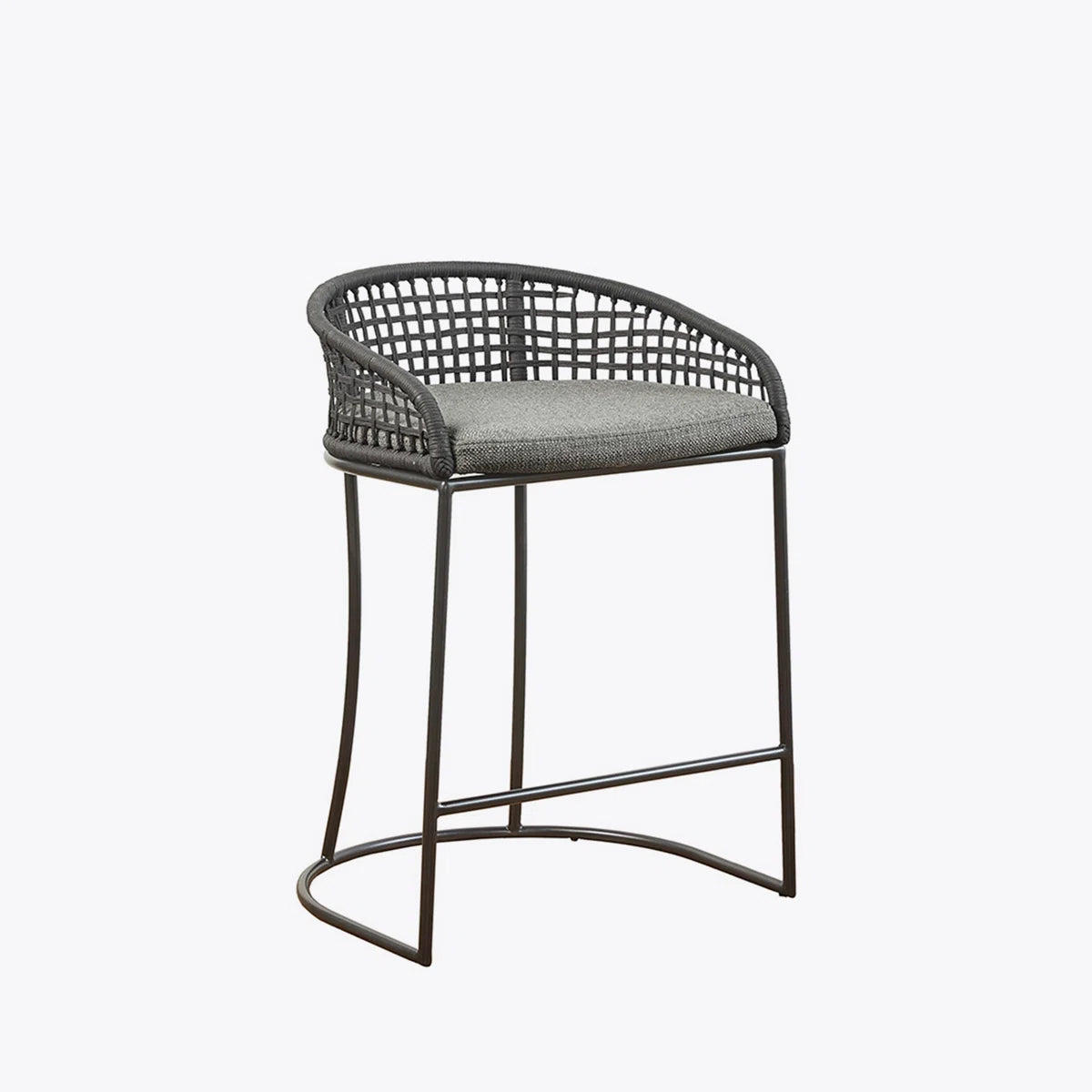 Coastal Woven Rope Counter Stool with Cushion