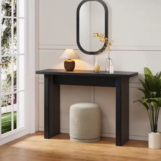 43” Mid-Century Fluted Console Table, Slim Entryway Accent Table