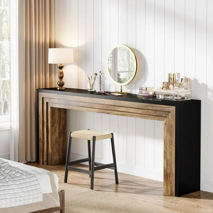 Long Modern Console Table, 70.9” Natural Wood Entryway Table