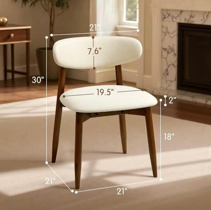 Set of 2 Beige Curved Back Dining Chairs Ergonomic Upholstered Seats